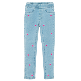 Džegíny Slim fit se srdíčky -modré