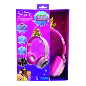 Lexibook 3D bezdrátová sluchátka Disney princezny se světelnými efekty a limitem hlasitosti