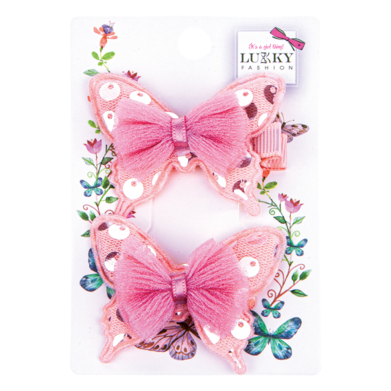 Lukky Fashion Set do vlasů, gumička s klipem - Motýl s mašlí (asst 4)                    